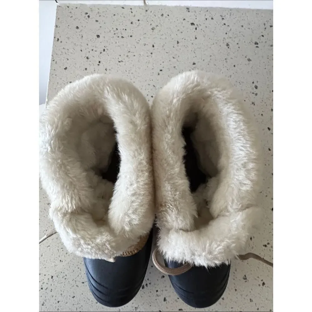 Columbia Techlite SIERRA BLIZZARD Tan Suede Winter Boots Cream Faux Fur Size 8